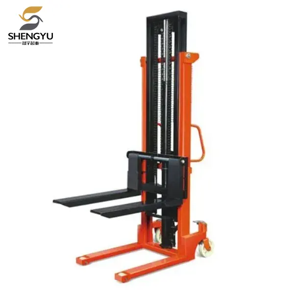 Double Mast Hydraulic Manual Pallet Stacker-C aço em forma de